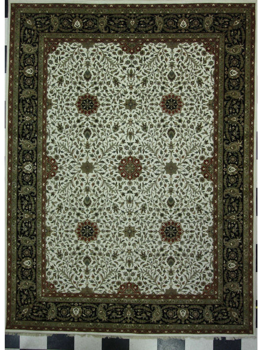 Traditional Beige BC-117 9x12 Hand Knotted Area Rug from India