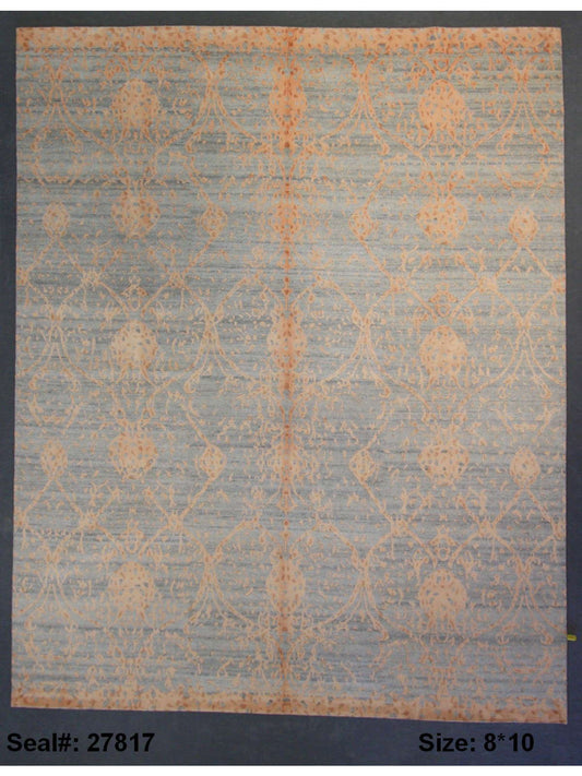 Modern Beige BD-01 8x10 Hand Knotted Area Rug from India