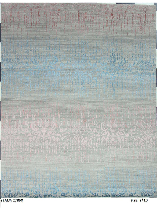 Modern Grey BD-02 8x10 Hand Knotted Area Rug from India