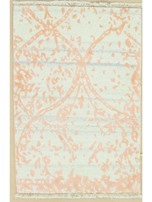 Traditional Beige BD-01 2x3 Hand Knotted Area Rug from India