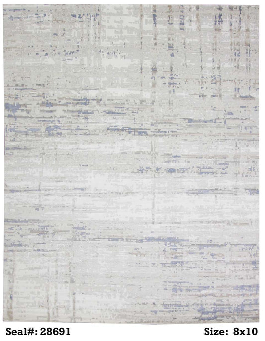 Modern Beige AJ-1 8x10 Hand Knotted Area Rug from India
