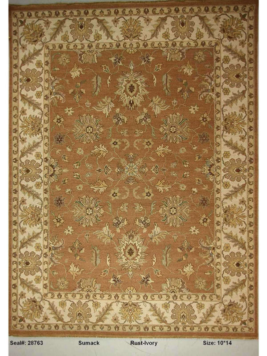 Traditional Lt.Rust 709 10x14 Flat Weave Area Rug from India