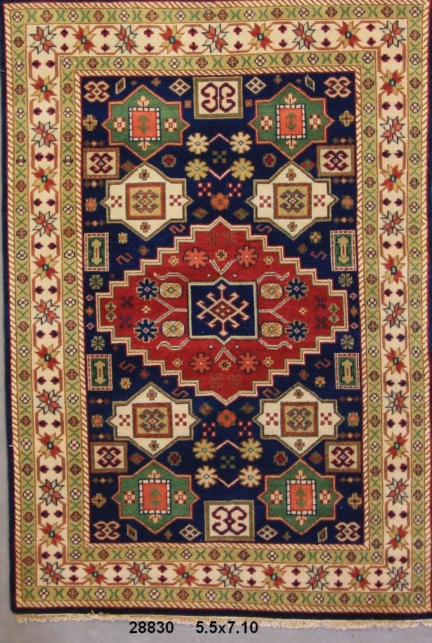 Traditional Navy KAZAK 5x8 Hand Knotted Area Rug from India