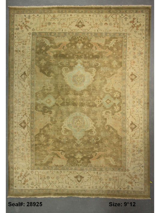 Traditional Brown AT-02 9x12 Hand Knotted Area Rug from India