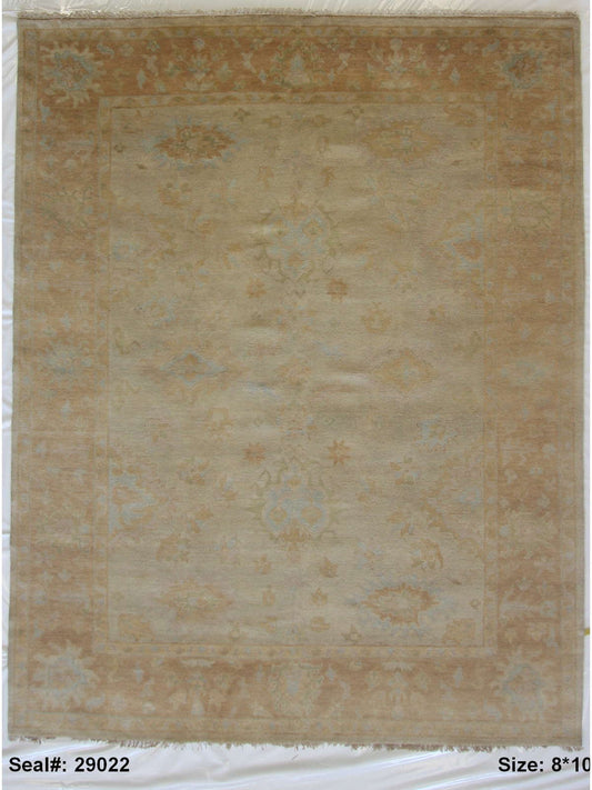 Traditional Camel OUSHAK 8x10 Hand Knotted Area Rug from India