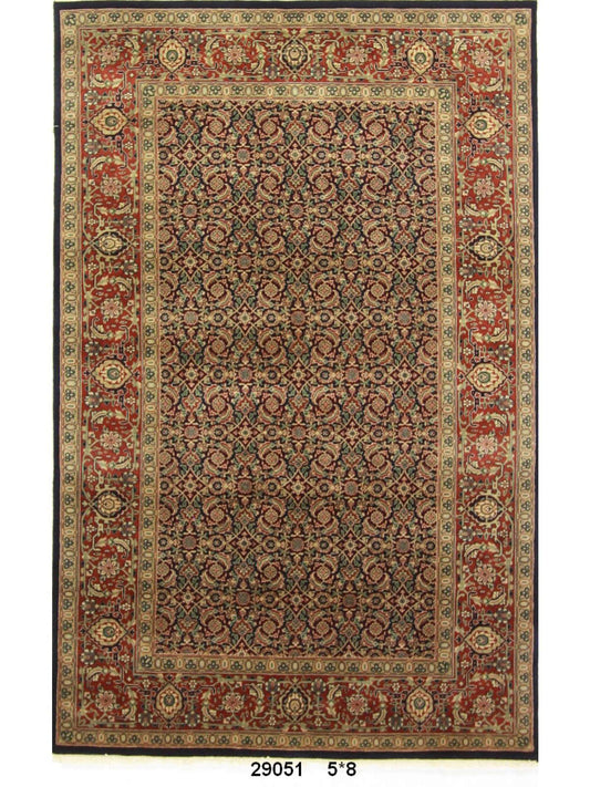Traditional Navy HERATI 5x8 Hand Knotted Area Rug from India
