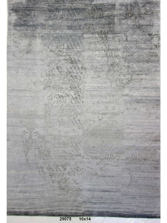 Modern D.Grey 34 10x14 Hand Knotted Area Rug from India