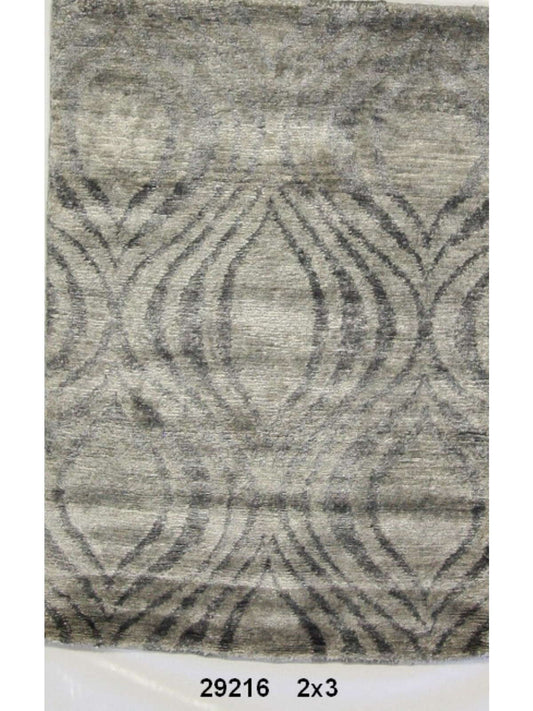 Modern Beige 1 2x3 Hand Knotted Area Rug from India