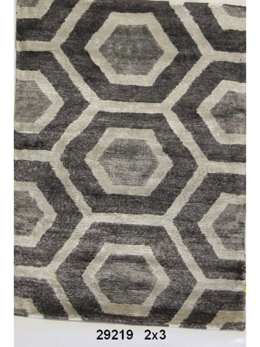 Modern Charcol 3 2x3 Hand Knotted Area Rug from India