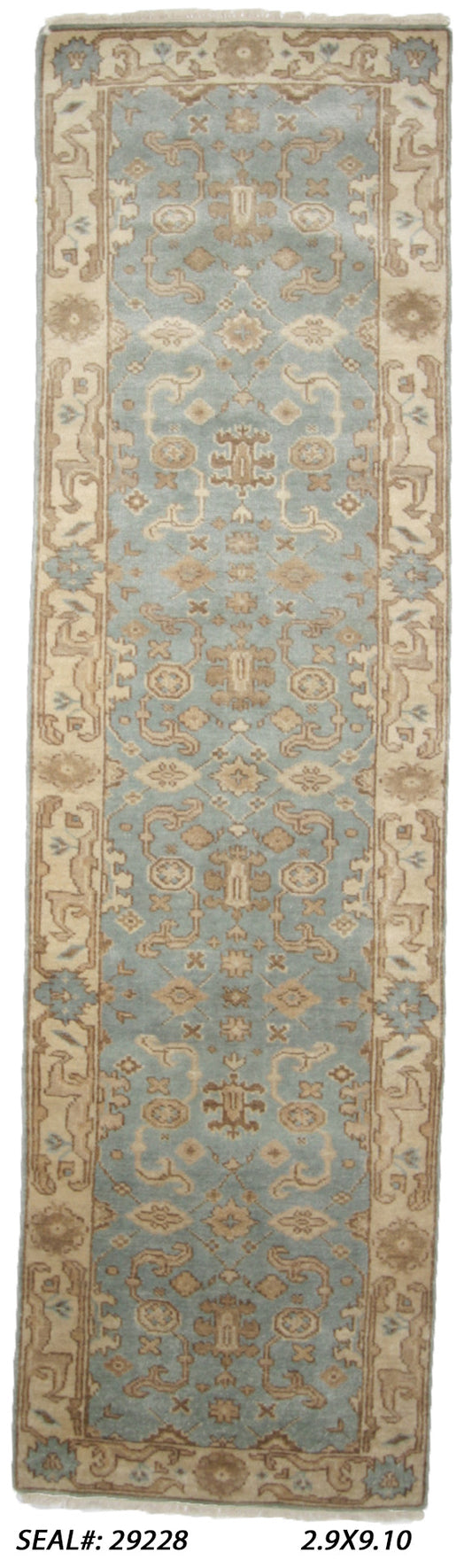 Traditional L.Blue SE-01 10ft Runner Hand Knotted Area Rug from India