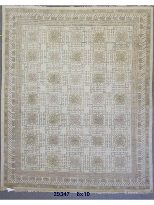 Modern Ivory SK-12 8x10 Hand Knotted Area Rug from India
