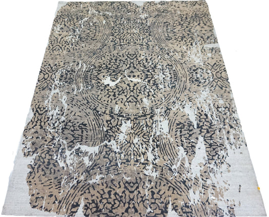 Modern Brown 3689 9x12 Hand Knotted Area Rug from India