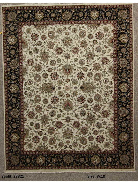 Traditional Beige BC-1327 7x10 Hand Knotted Area Rug from India