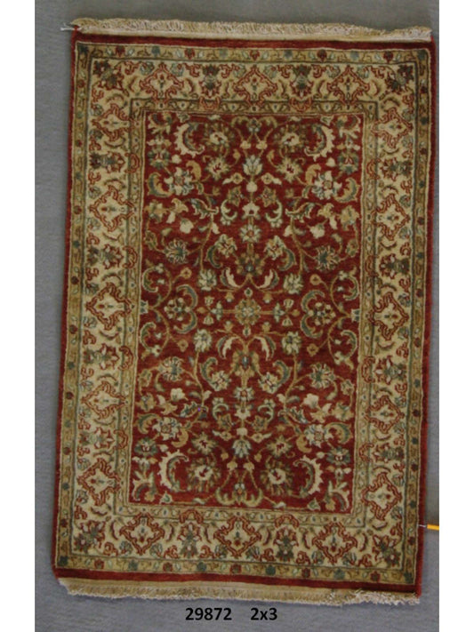 Traditional Rust KASHAN 2x3 Hand Knotted Area Rug from India