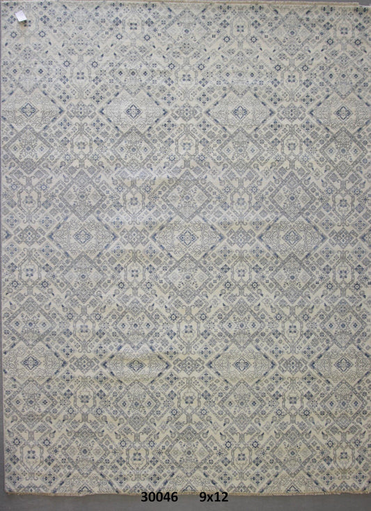 Modern Beige PAS42 9x12 Hand Knotted Area Rug from India