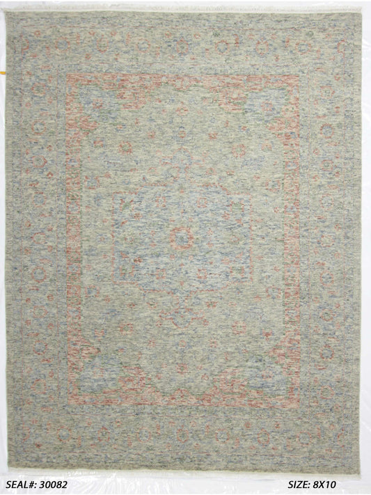 Modern Gray/Gray 851 8x10 Hand Knotted Area Rug from India