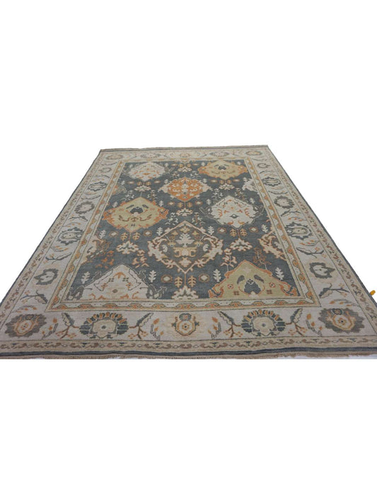 Traditional Grey OUSHAK 8x10 Hand Knotted Area Rug from India