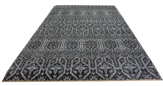 Modern Black GC-007 10x14 Hand Knotted Area Rug from India