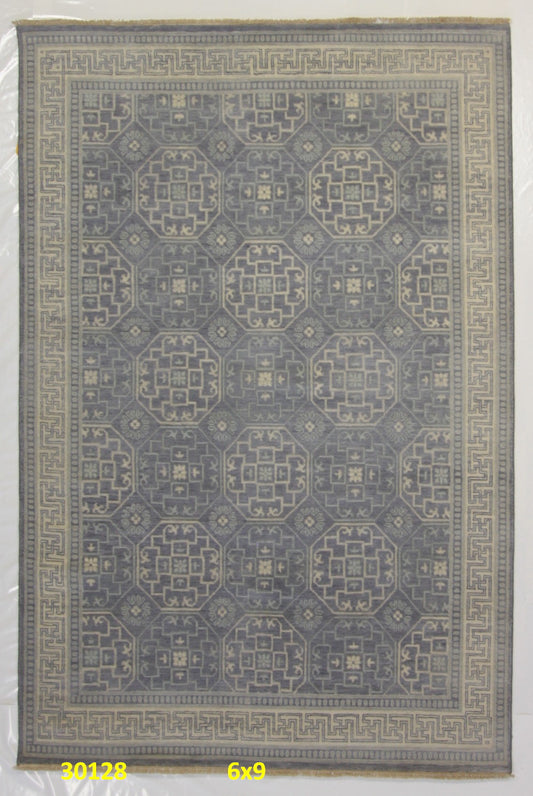 Modern Grey N-62 6x9 Hand Knotted Area Rug from India