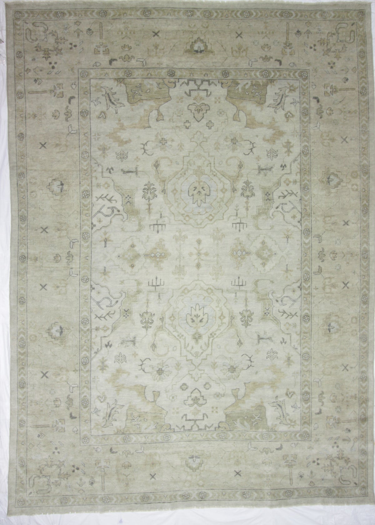 Traditional Beige AT-02 10x14 Hand Knotted Area Rug from India