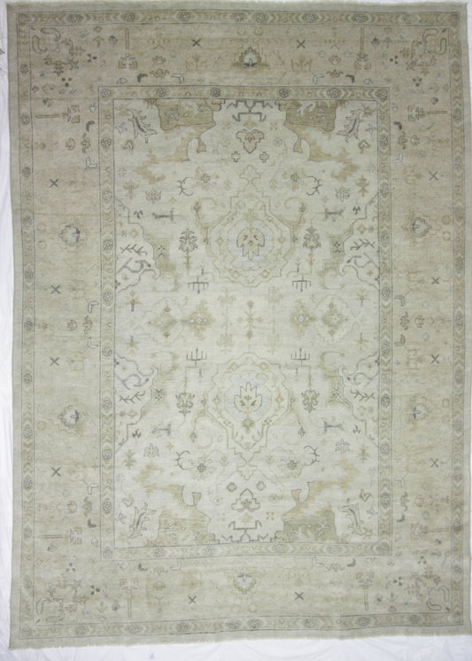 Traditional Beige AT-02 10x14 Hand Knotted Area Rug from India