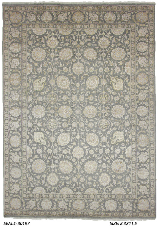 Traditional Grey 3232 8x11 Hand Knotted Area Rug from India