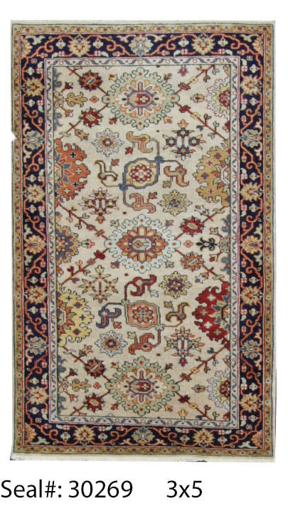 Traditional Cream SERAPI-105 3x5 Hand Knotted Area Rug from India