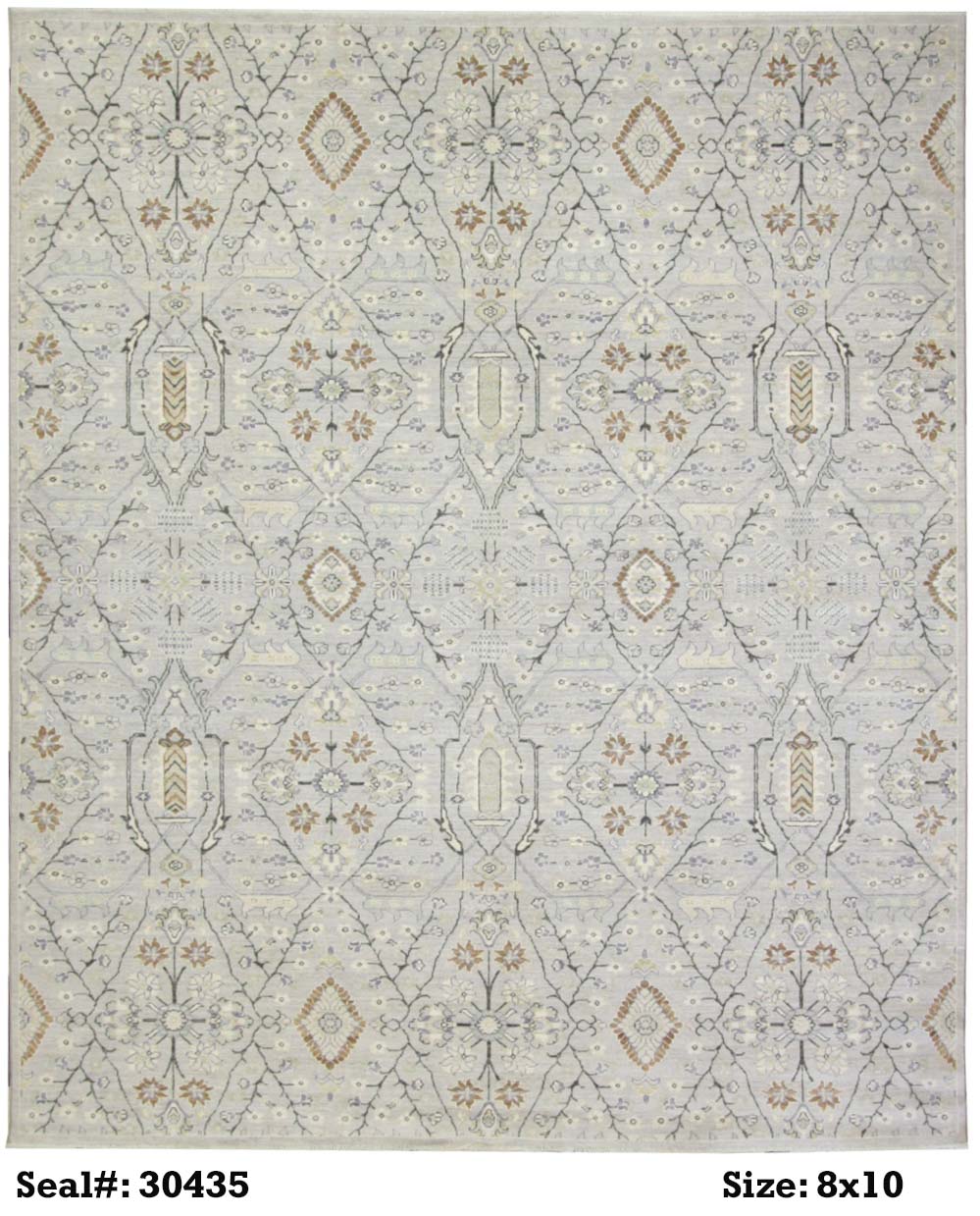 Modern Grey AJ-3 8x10 Hand Knotted Area Rug from Afghanistan