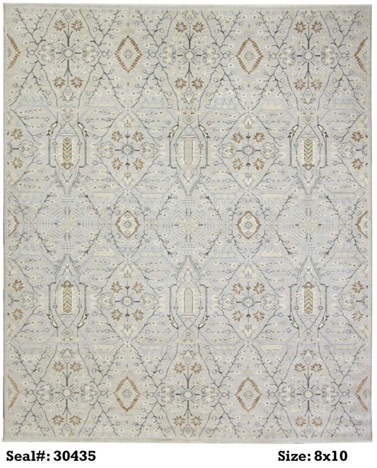 Modern Grey AJ-3 8x10 Hand Knotted Area Rug from Afghanistan