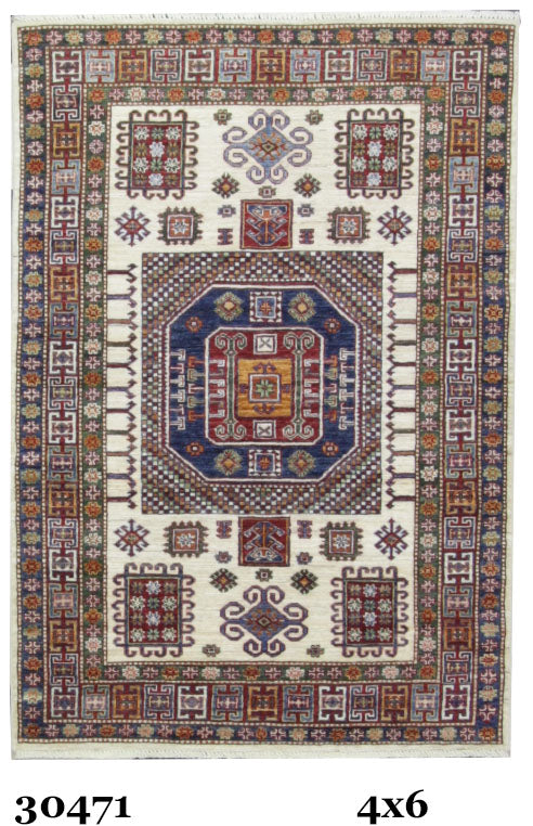Traditional Multi SERAPI 4x6 Hand Knotted Area Rug from Pakistan
