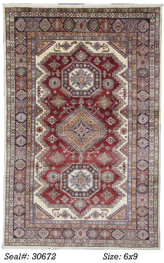 Traditional Multi SERAPI 6x9 Hand Knotted Area Rug from Pakistan
