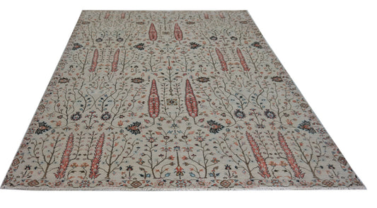 Modern Silver ERASED 9x12 Hand Knotted Area Rug from India