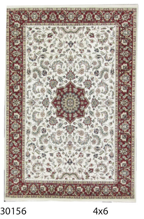 Traditional Beige KASHAN 4x6 Hand Knotted Area Rug from India