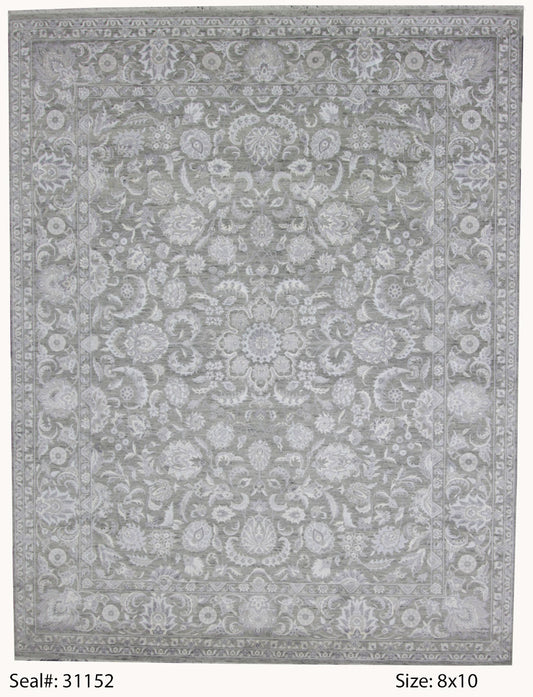 Traditional Grey 172 8x10 Hand Knotted Area Rug from India
