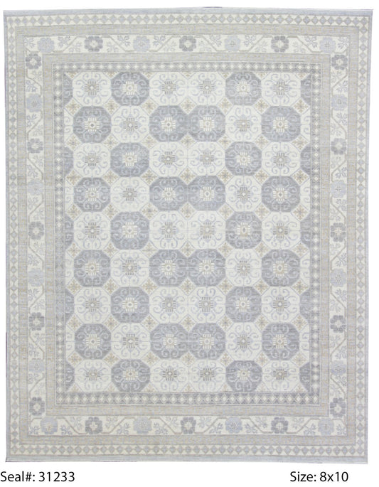 Traditional Grey KHOTAN 8x10 Hand Knotted Area Rug from Afghanistan