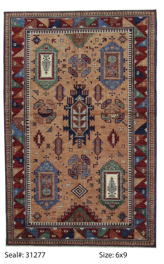 Traditional Multi BALOOCH 6x9 Hand Knotted Area Rug from Pakistan