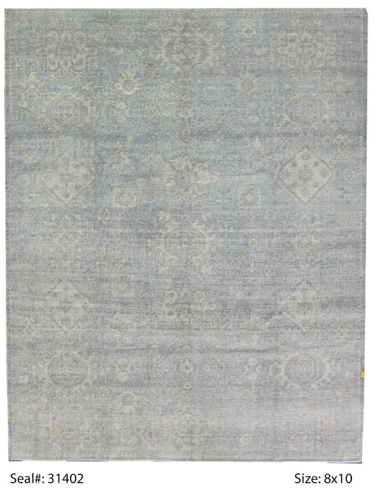 Modern L.Blue 2177 8x10 Hand Knotted Area Rug from India