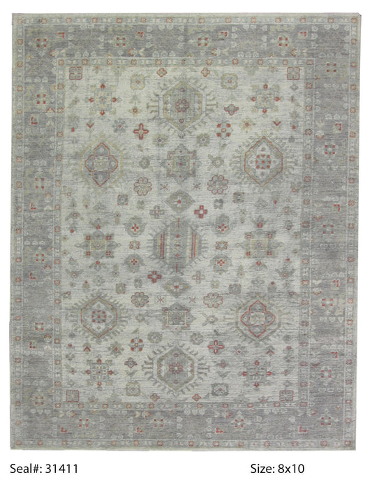 Modern Beige 2400 8x10 Hand Knotted Area Rug from India