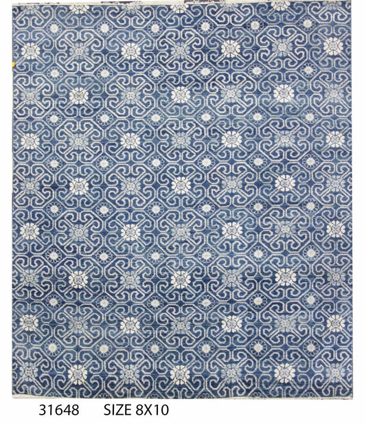 Modern D.Blue GC54 8x10 Hand Knotted Area Rug from India