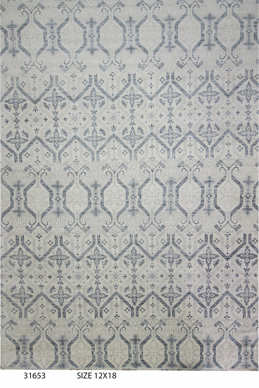 Modern Beige GC007 12x18 Hand Knotted Area Rug from India