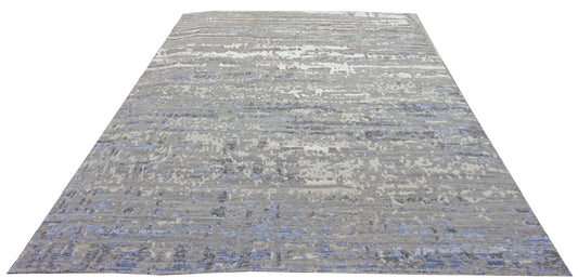 Modern Ivory SMOKE NATURAL 9x12 Hand Knotted Area Rug from India