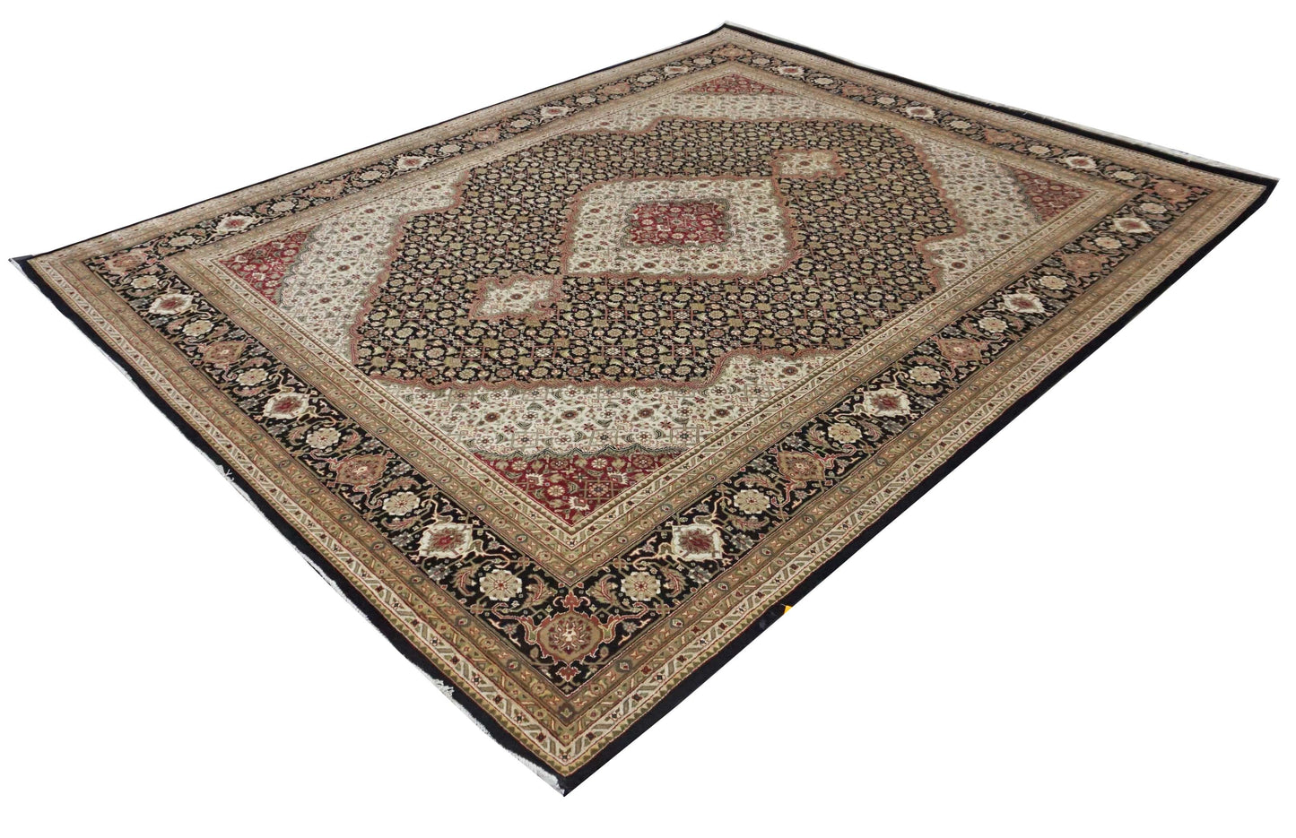 Traditional Blac MAHI 8x10 Hand Knotted Area Rug from India