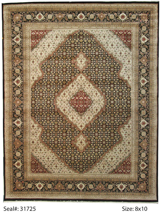 Traditional Blac MAHI 8x10 Hand Knotted Area Rug from India