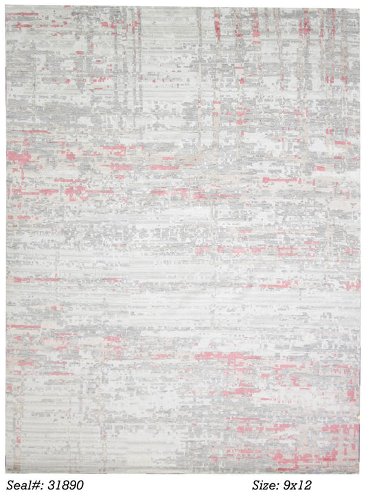 Modern Beige 26087 9x12 Hand Knotted Area Rug from India