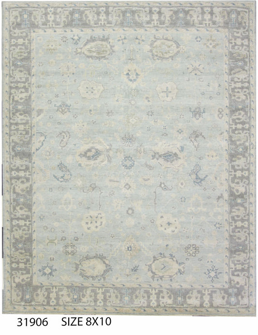 Modern S.Blue TK-63 IN 8x10 Hand Knotted Area Rug from India