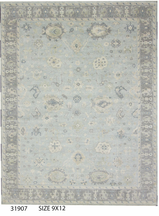Modern S.Blue TK-63 IN 9x12 Hand Knotted Area Rug from India