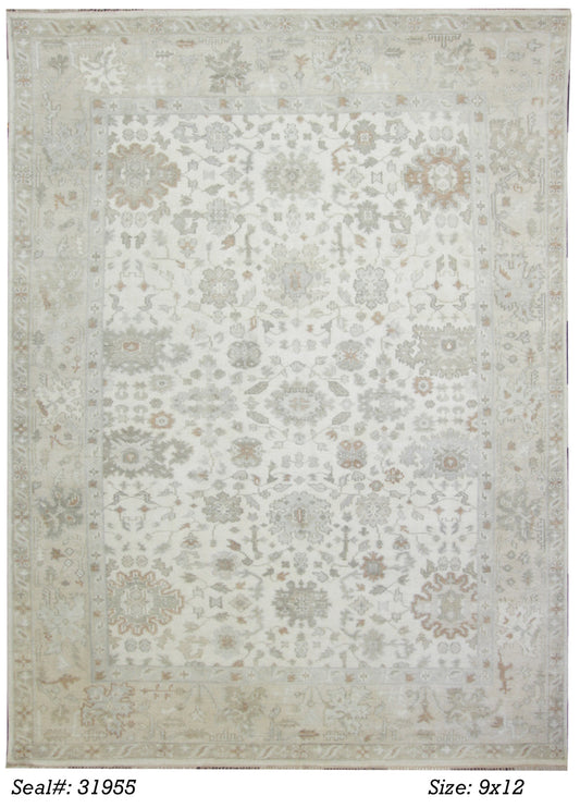 Modern Ivory TO-01 9x12 Hand Knotted Area Rug from India