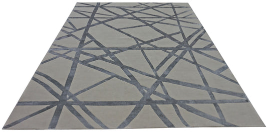 Modern Beige PANNEL 8x10 Hand Knotted Area Rug from India