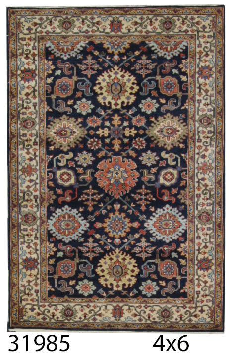 Traditional Navy 105 4x6 Hand Knotted Area Rug from India