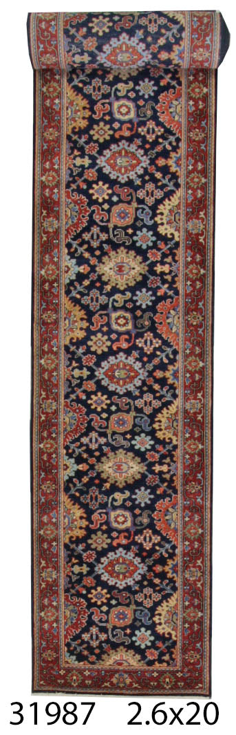 Traditional Navy 105 15ft Above Runner Hand Knotted Area Rug from India